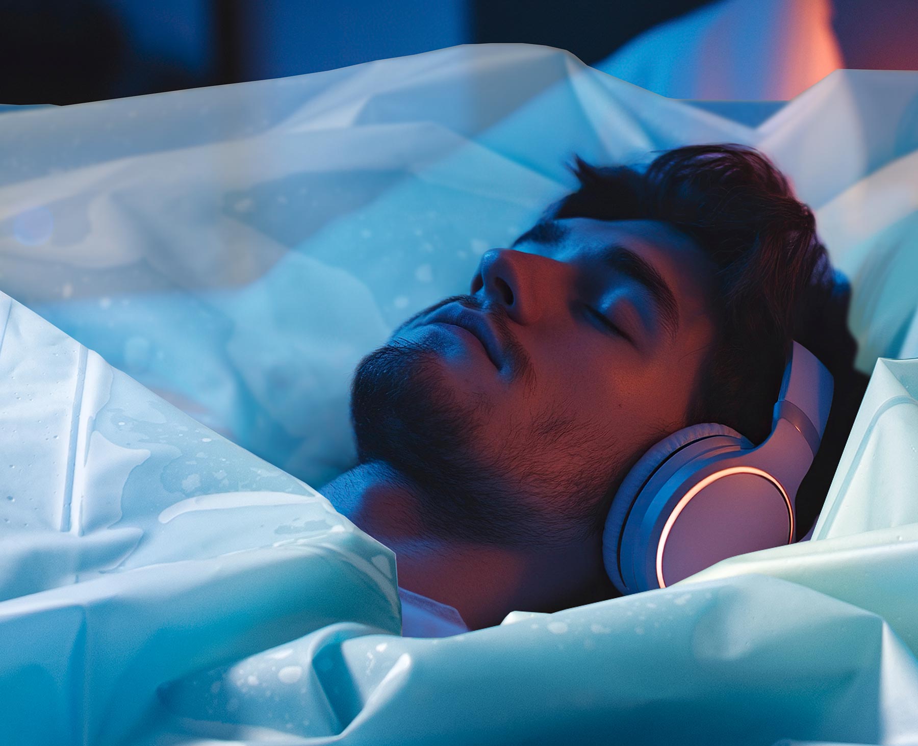 Image of a man listening to music